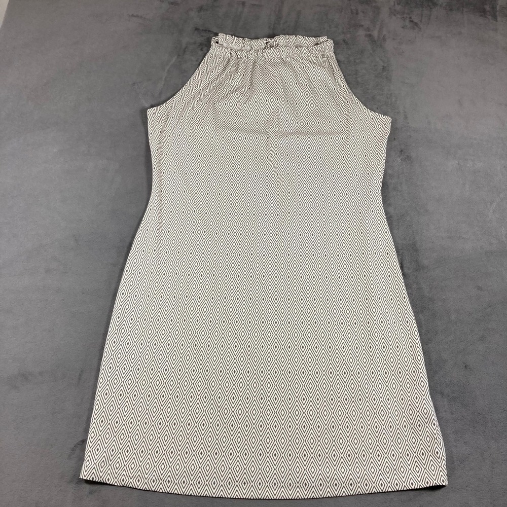 Ellie Kai Geometric Diamond Print Halter Tie Back Shift Dress Brown White Size 8